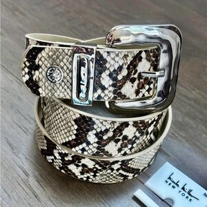 Nicole Miller Python Snake Skin synthetic leather, silver-tone hammered buckle
